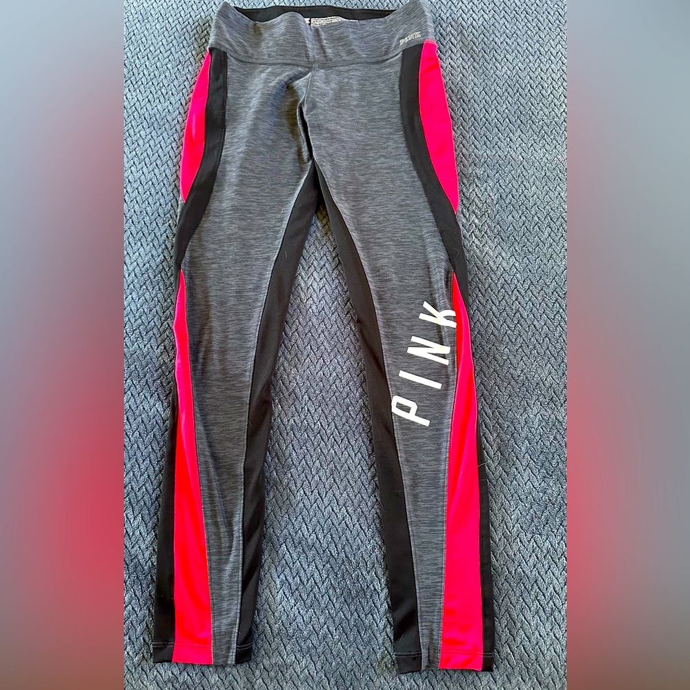 Victoria's Secret PINK Women's Grey and Pink Leggings